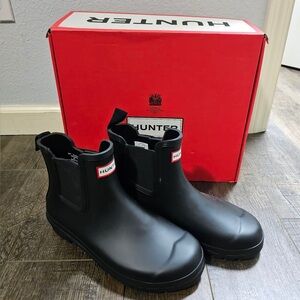Hunter Original Chelsea Boots Black Slip-On Rubber New In Box